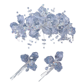 Tiara za kosu - Vintage stil, cvjetni oblik kristalna tiara od legure, elektroplatiranje, pogodno za vjenčanje