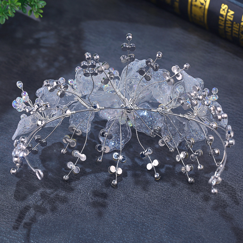 Tiara za kosu - Vintage stil, cvjetni oblik kristalna tiara od legure, elektroplatiranje, pogodno za vjenčanje