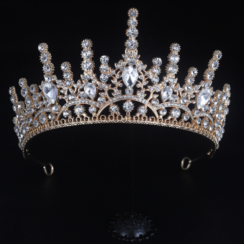 Tiara de mireasă — coroană cu cristale de înaltă calitate pentru fotografii și reprezentații (Material: aliaj; Tratare: electroplacare; Personalizare: Da; Ambalare: ambalaj individual; Brand: Bizhou)