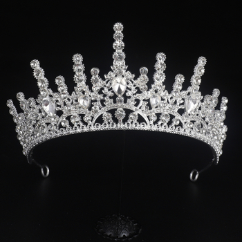 Tiara de mireasă — coroană cu cristale de înaltă calitate pentru fotografii și reprezentații (Material: aliaj; Tratare: electroplacare; Personalizare: Da; Ambalare: ambalaj individual; Brand: Bizhou)