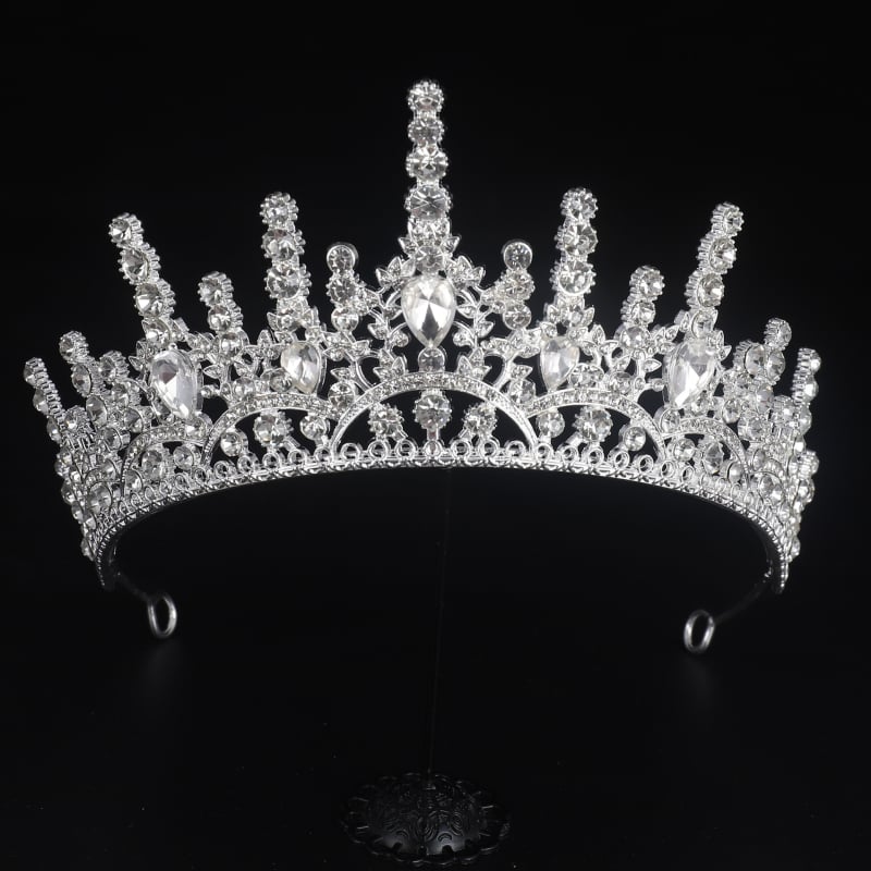 Tiara de mireasă — coroană cu cristale de înaltă calitate pentru fotografii și reprezentații (Material: aliaj; Tratare: electroplacare; Personalizare: Da; Ambalare: ambalaj individual; Brand: Bizhou)