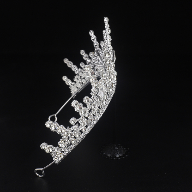 Tiara de mireasă — coroană cu cristale de înaltă calitate pentru fotografii și reprezentații (Material: aliaj; Tratare: electroplacare; Personalizare: Da; Ambalare: ambalaj individual; Brand: Bizhou)