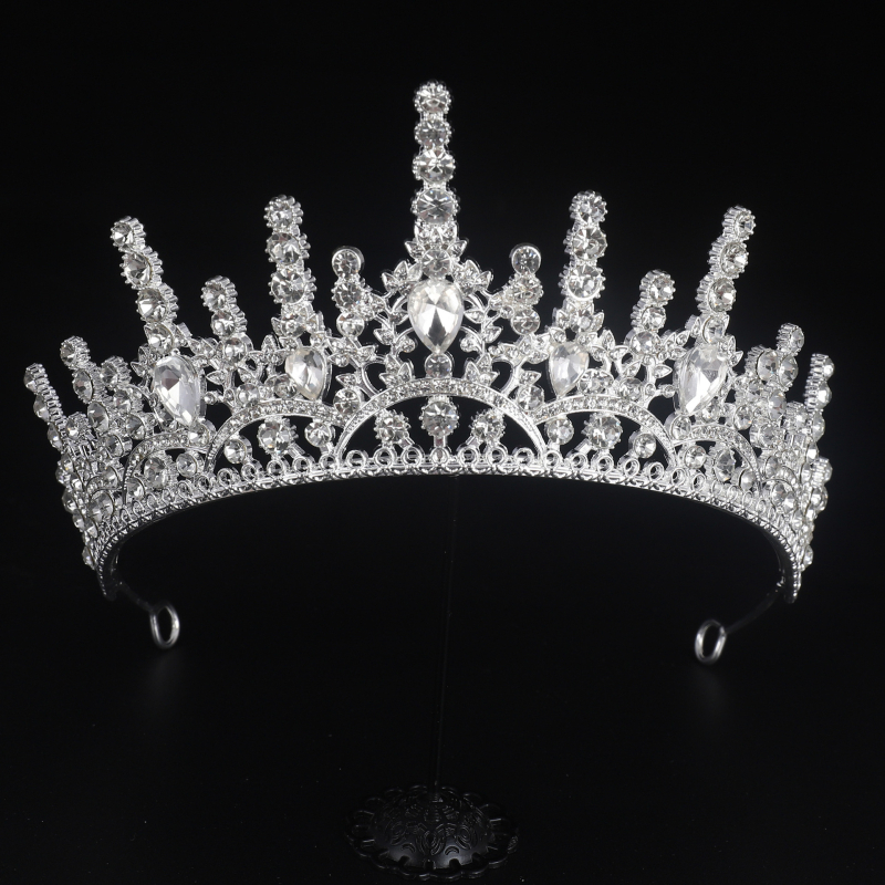 Tiara de mireasă — coroană cu cristale de înaltă calitate pentru fotografii și reprezentații (Material: aliaj; Tratare: electroplacare; Personalizare: Da; Ambalare: ambalaj individual; Brand: Bizhou)