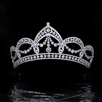 Vjenčana tiara s cirkonima u bakru, inkrustirana cirkonima, retro euro-američki stil