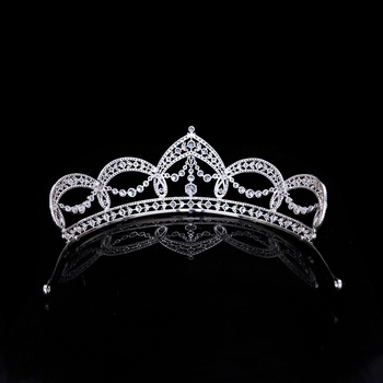 Vjenčana tiara s cirkonima u bakru, inkrustirana cirkonima, retro euro-američki stil