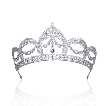 Vjenčana tiara s cirkonima u bakru, inkrustirana cirkonima, retro euro-američki stil