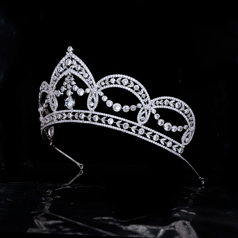 Vjenčana tiara s cirkonima u bakru, inkrustirana cirkonima, retro euro-američki stil
