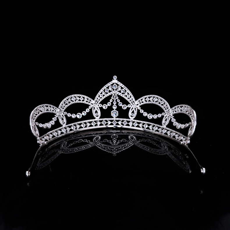 Vjenčana tiara s cirkonima u bakru, inkrustirana cirkonima, retro euro-američki stil
