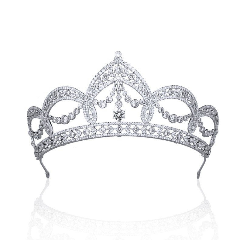 Vjenčana tiara s cirkonima u bakru, inkrustirana cirkonima, retro euro-američki stil