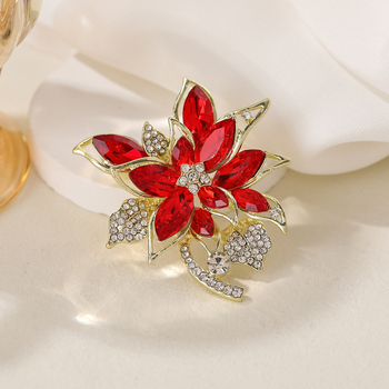 Broșă cu motiv floral – aliaj de zinc, placare electrolitică, stil de lux ușor, accesoriu decorativ și cadou pentru femei