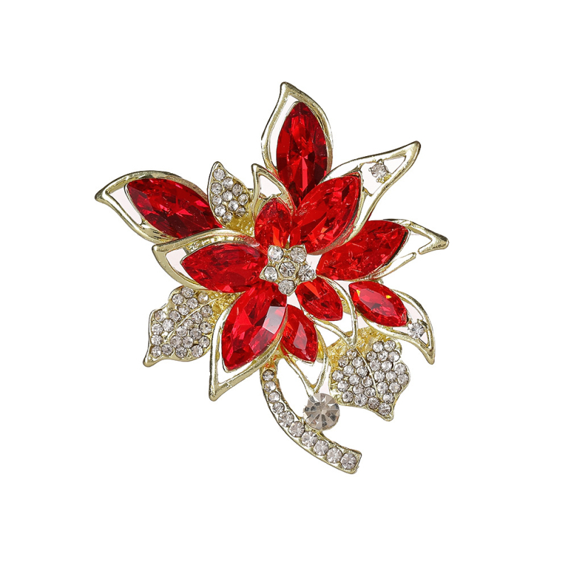 Broșă cu motiv floral – aliaj de zinc, placare electrolitică, stil de lux ușor, accesoriu decorativ și cadou pentru femei