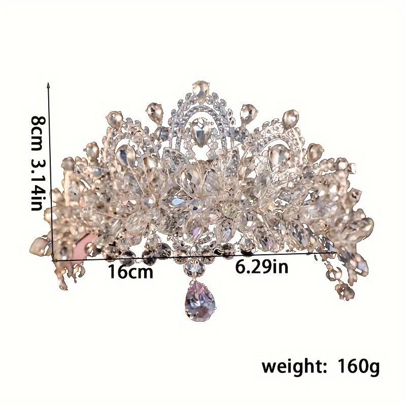 Esküvői diadéma ötvözetből, elektropolírozott felülettel, korona alakú fejfedő; alkalmas esküvőre, születésnapra és ünnepekre