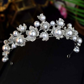 Menyasszonyi fejkorona – ötvözet, fémes befejezés, fehér kristályok, női divat