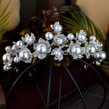 Menyasszonyi fejkorona – ötvözet, fémes befejezés, fehér kristályok, női divat