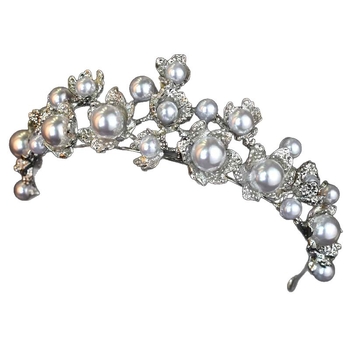 Menyasszonyi fejkorona – ötvözet, fémes befejezés, fehér kristályok, női divat