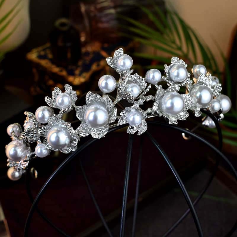 Menyasszonyi fejkorona – ötvözet, fémes befejezés, fehér kristályok, női divat