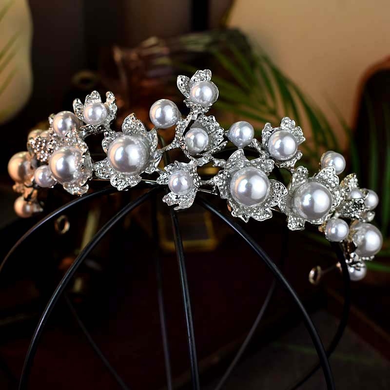 Menyasszonyi fejkorona – ötvözet, fémes befejezés, fehér kristályok, női divat