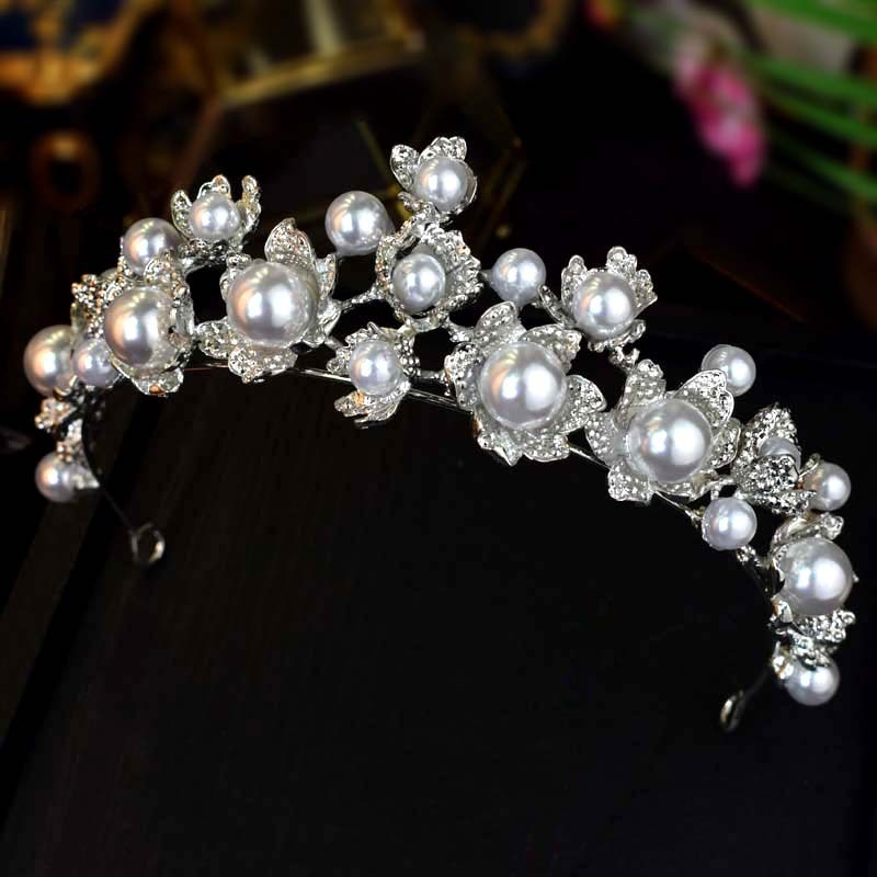 Menyasszonyi fejkorona – ötvözet, fémes befejezés, fehér kristályok, női divat