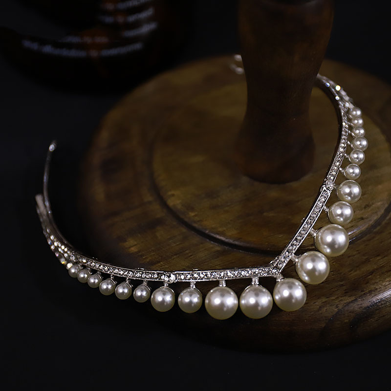 Menyasszonyi korona fejpánt, ötvözetből, retro stílus, elektroplattázott felület