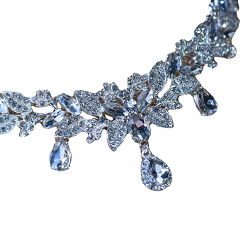 Menyasszonyi korona – diadéma ötvözetből, kristályokkal, elektroplattolt felülettel