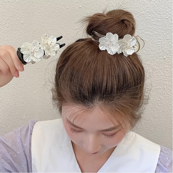 Ακρυλικό κλιπ μαλλιών για κότσο με λουλούδι, κορεατικού στυλ, κομψό, χειροποίητο, γυναικείο απλό σχέδιο