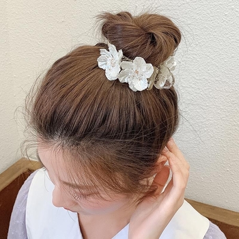 Ακρυλικό κλιπ μαλλιών για κότσο με λουλούδι, κορεατικού στυλ, κομψό, χειροποίητο, γυναικείο απλό σχέδιο