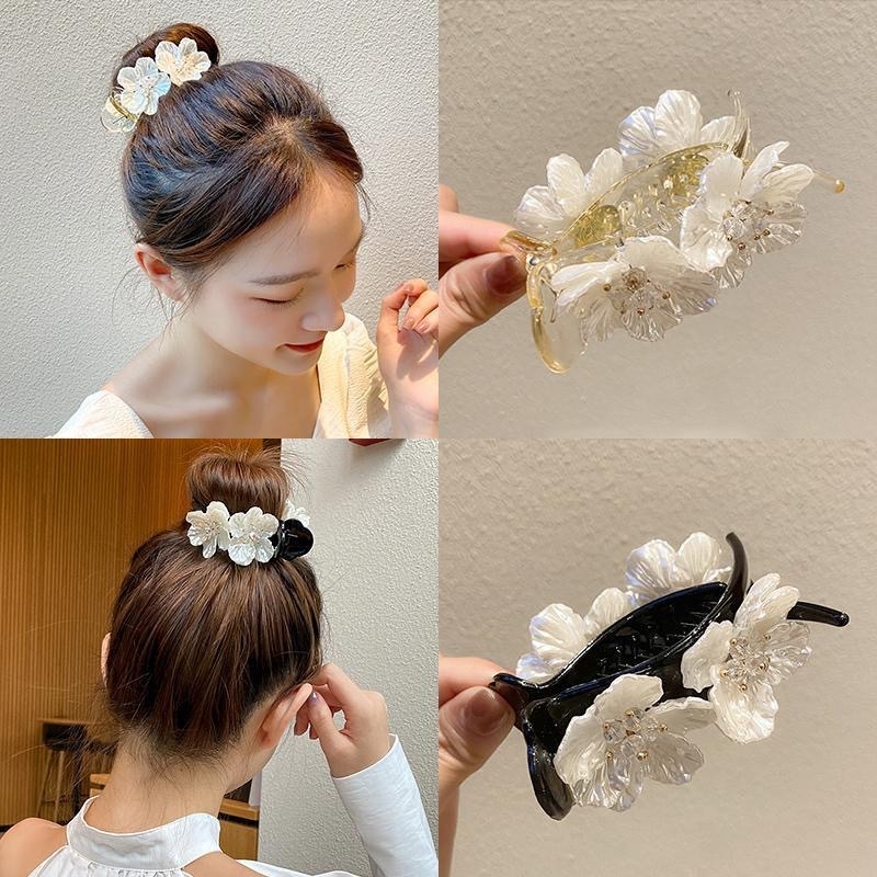Ακρυλικό κλιπ μαλλιών για κότσο με λουλούδι, κορεατικού στυλ, κομψό, χειροποίητο, γυναικείο απλό σχέδιο