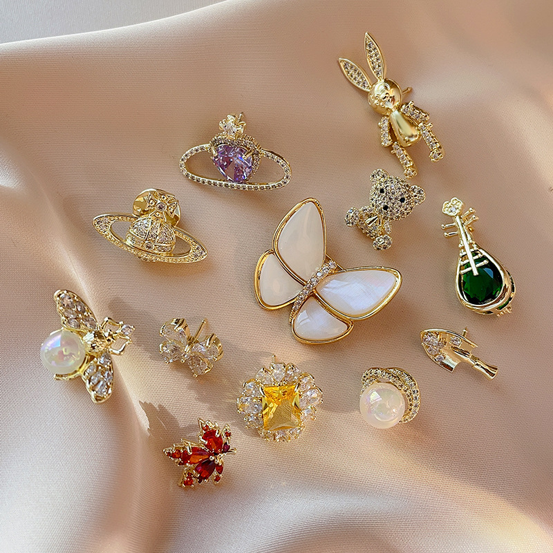 Broșă din cupru – stil Japonez/Coreean, cu diamantată, decorativă, multifuncțională