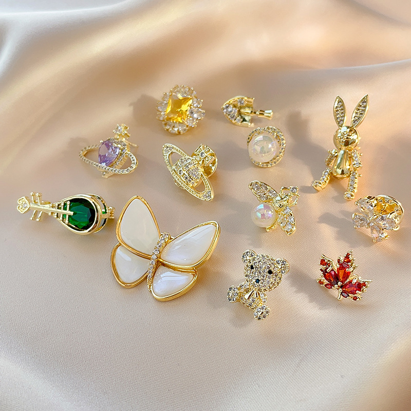 Broșă din cupru – stil Japonez/Coreean, cu diamantată, decorativă, multifuncțională