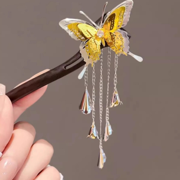 Fa hajtű nőknek pillangó motívummal, új kínai stílus, hajkiegészítő állatövi motívummal, testreszabható