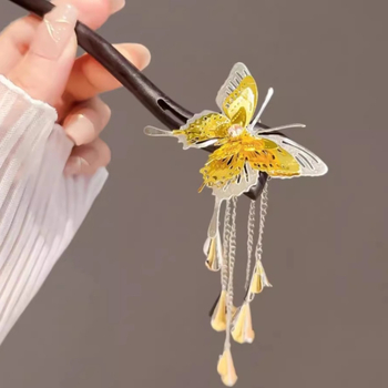 Fa hajtű nőknek pillangó motívummal, új kínai stílus, hajkiegészítő állatövi motívummal, testreszabható