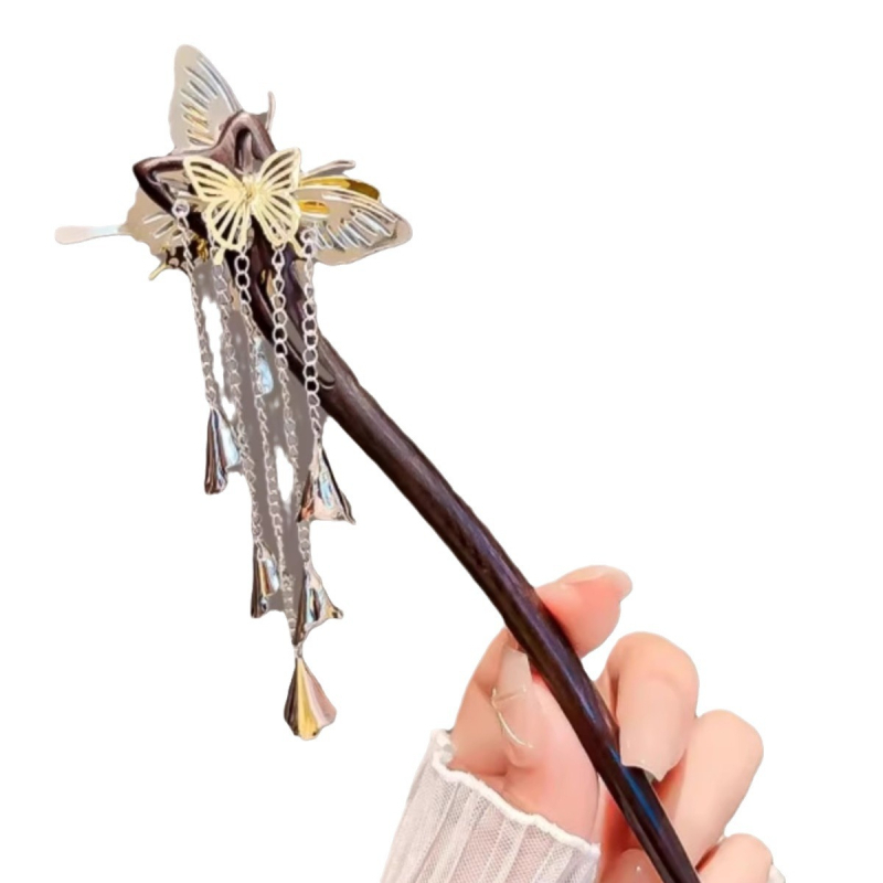 Fa hajtű nőknek pillangó motívummal, új kínai stílus, hajkiegészítő állatövi motívummal, testreszabható
