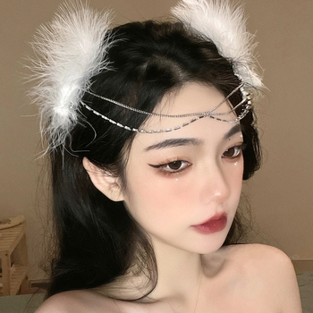 Καρφί μαλλιών με φτερά για γυναίκες — Χειροποίητο κράμα, κλιπ τύπου duckbill, στυλ περιδέραιο φρυδιού