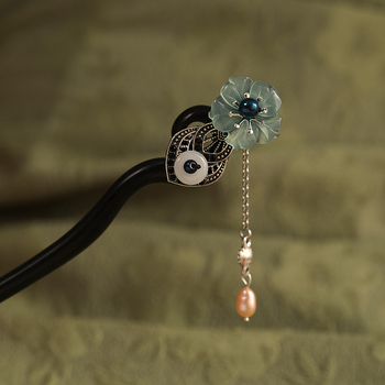 Guofeng stílusú fa hajcsat virágos mintával, önálló csomagolás, fejfedő kiegészítő