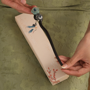 Guofeng stílusú fa hajcsat virágos mintával, önálló csomagolás, fejfedő kiegészítő