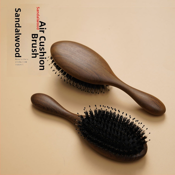 Šukos iš sandalų medžio su oro pagalvėlėmis galvos odos masažui ir plaukų lygiavimui – moterims, namų naudojimui