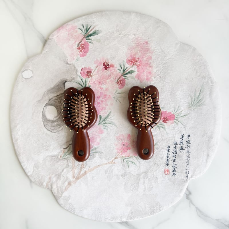 Šantalo medienos plaukų šukos su oro pagalvės masažu – nešiojamas