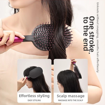 Plaukų šukos su oro pagalve ir masažu — ABS medžiaga; nėra importuota; kategorijos: plaukų šukos, garbanų šukos, oro pagalvės šukos