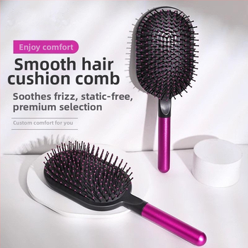 Plaukų šukos su oro pagalve ir masažu — ABS medžiaga; nėra importuota; kategorijos: plaukų šukos, garbanų šukos, oro pagalvės šukos