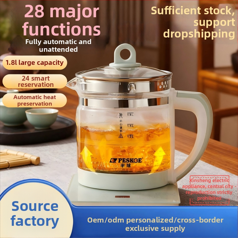 Health Pot elektriskais tējnkanna ar stikla korpusu, tilpums 1,5–2 L, 800 W, 220 V, skārienvadība ar digitālo termostatu