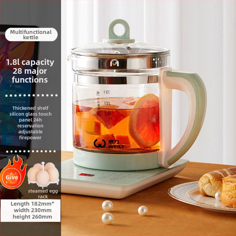 Health Pot elektriskais tējnkanna ar stikla korpusu, tilpums 1,5–2 L, 800 W, 220 V, skārienvadība ar digitālo termostatu