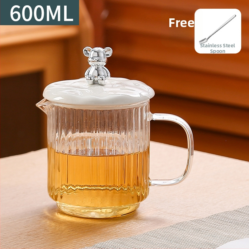 Veselības tējas kanna no stikla ar smilšu tekstūras korpusu (1 L ietilpība; 220 V; 300–350 W; keramikas iekšējā tvertnes; šķidruma izplešanās termostats)