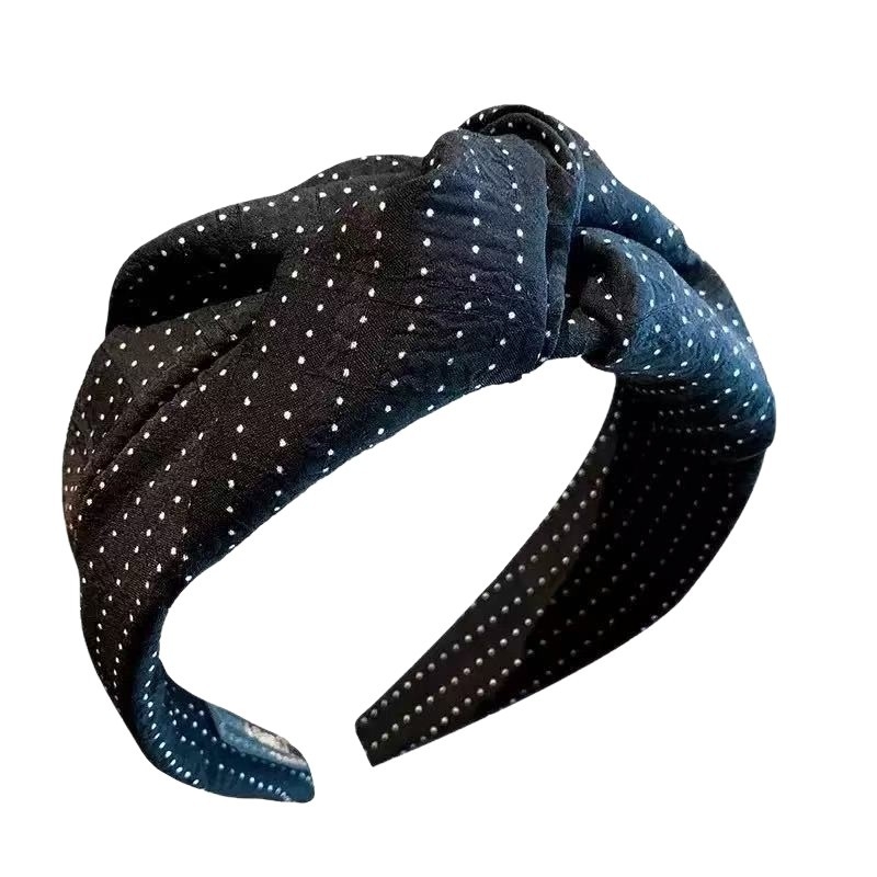 Bandă pentru păr cu nod și margine lată, cu strasuri • Material: materiale mixte; Confecționare: lucrată manual; Stil: simplu; Sezon: primăvara 2025