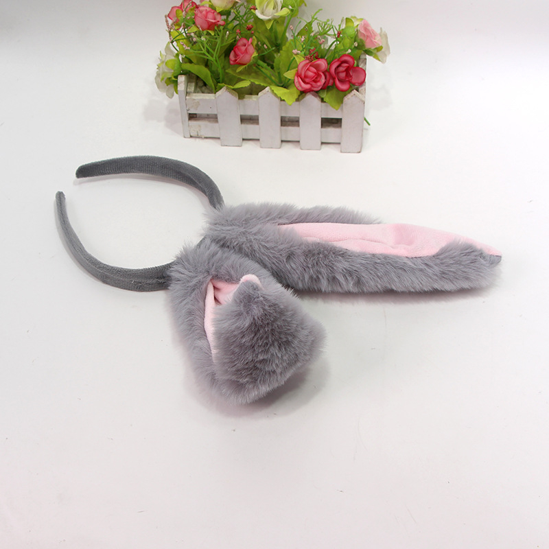 Füles nyuszifej-fejpánt, plüss cosplay kiegészítő nőknek — anyag: szövet, kézzel készített, rajzfilmszerű stílus, friss és édes