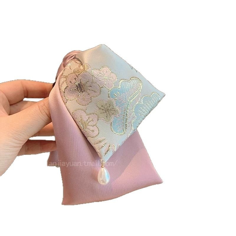 Clamă de păr din satin Gripper — confecție manuală, stil japonez-coreean, proaspăt și dulce