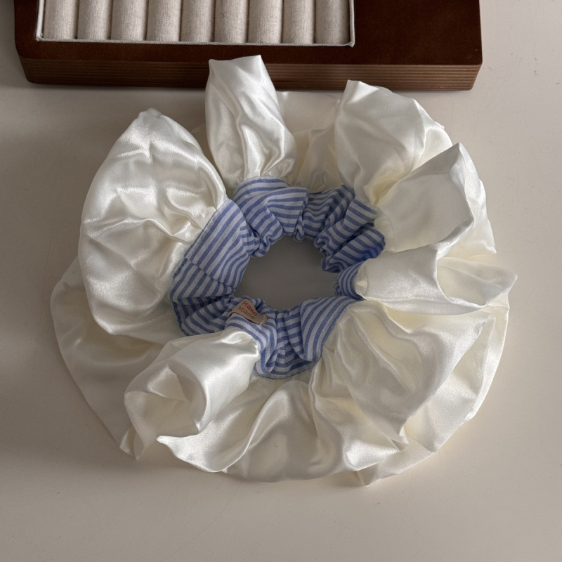 Szaténos csipkével készült hajgumi, balett-stílus, csíkos mintázat, kézzel készített anyag, koreai elegancia, Yiwu eredet, hajvirág, édes hercegnő hangulat