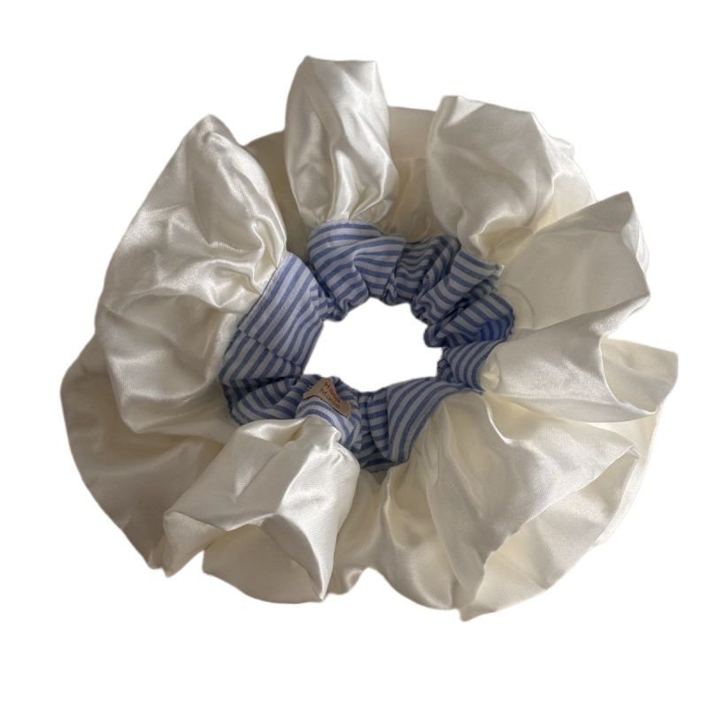 Szaténos csipkével készült hajgumi, balett-stílus, csíkos mintázat, kézzel készített anyag, koreai elegancia, Yiwu eredet, hajvirág, édes hercegnő hangulat