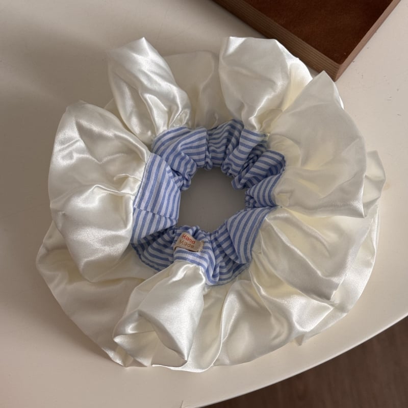 Szaténos csipkével készült hajgumi, balett-stílus, csíkos mintázat, kézzel készített anyag, koreai elegancia, Yiwu eredet, hajvirág, édes hercegnő hangulat