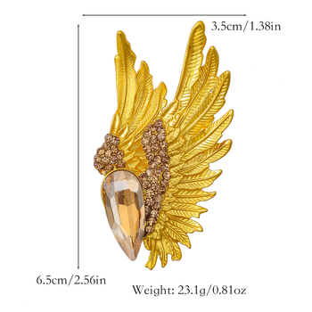 Broșă cu aripi din cristale, aliaj – unisex; corsaj, nasture pentru rever, nasture pentru șal; placare electrolitică; toamnă 2024