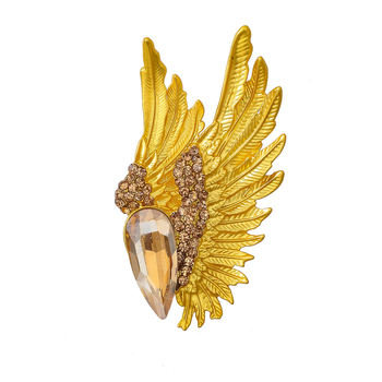Broșă cu aripi din cristale, aliaj – unisex; corsaj, nasture pentru rever, nasture pentru șal; placare electrolitică; toamnă 2024